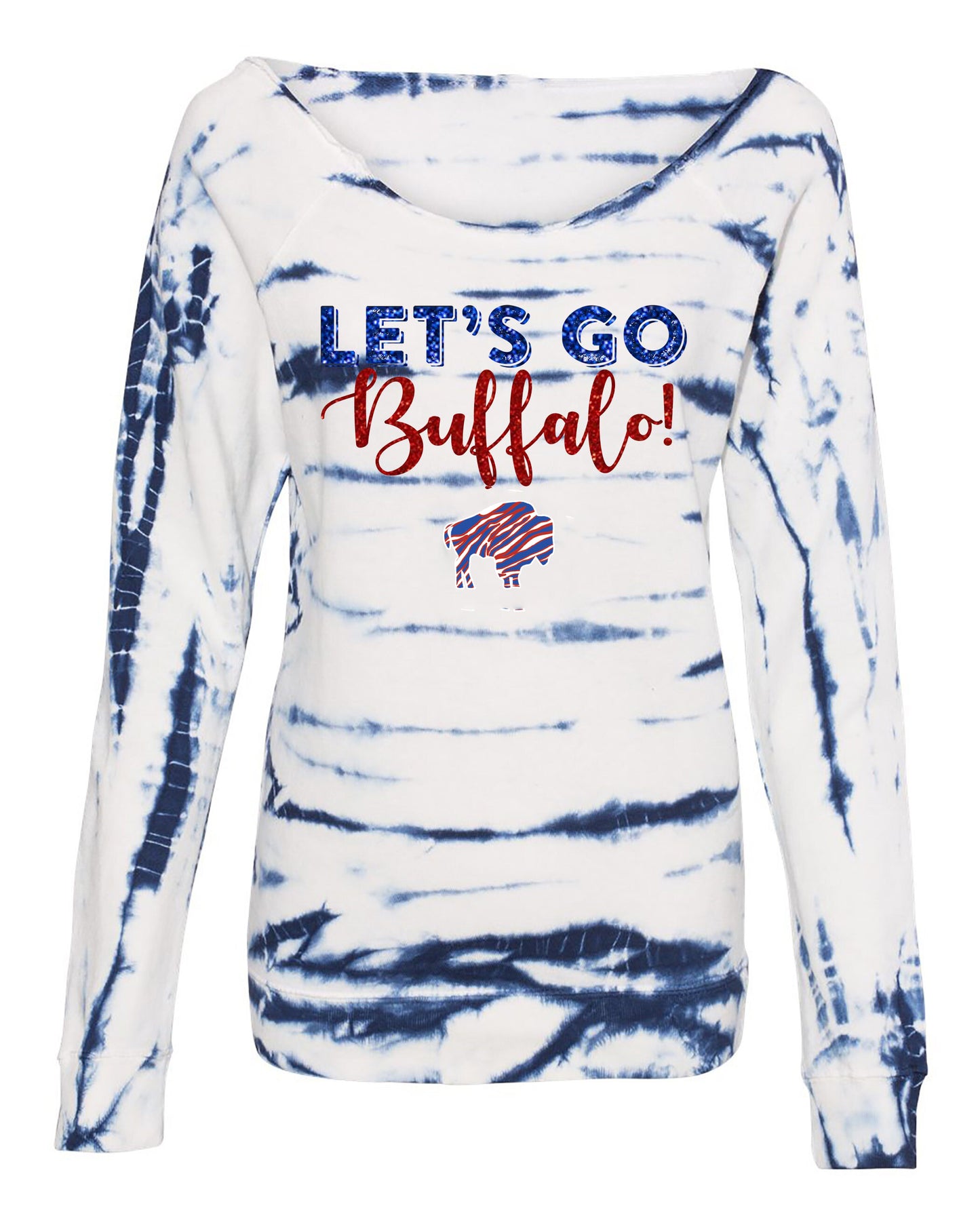 Buffalo slouchy off the shoulder tie-dye sweatshirt for women GO  Bills