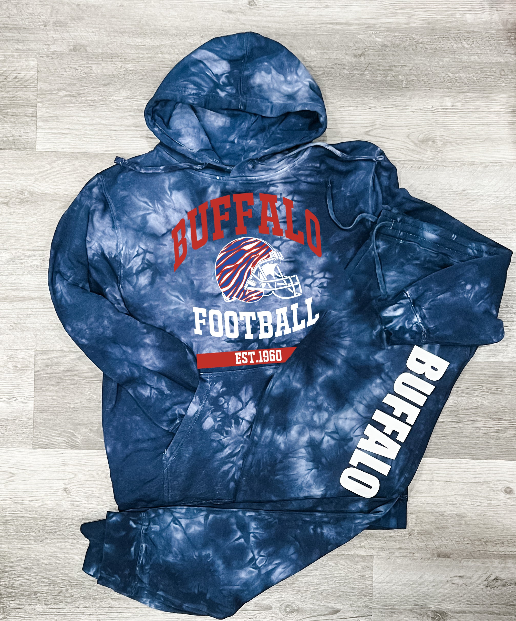 Buffalo Helmet Tie Dye Hoodie Sweatsuit