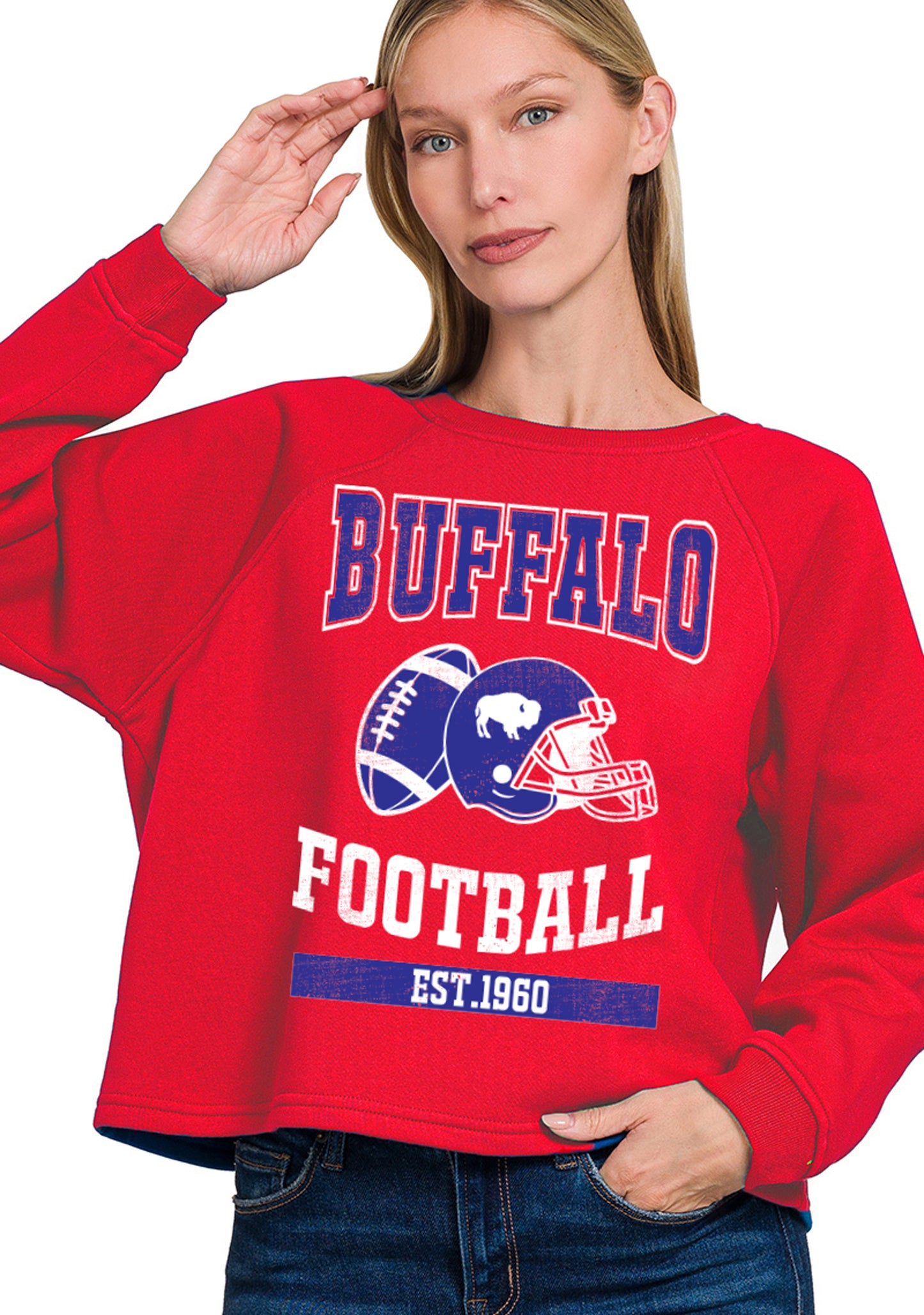 Buffalo Football red crop sweatshirt