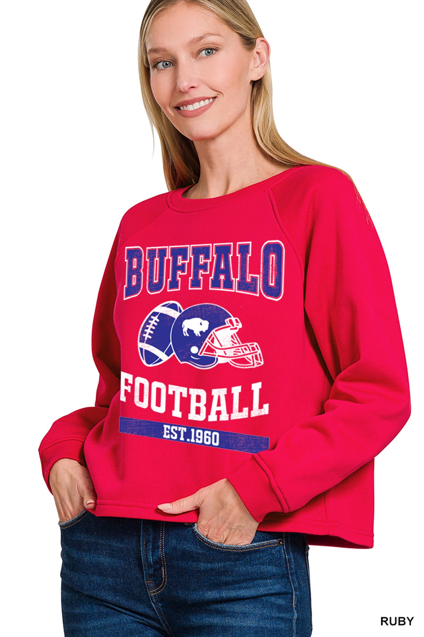 Buffalo Football red crop sweatshirt