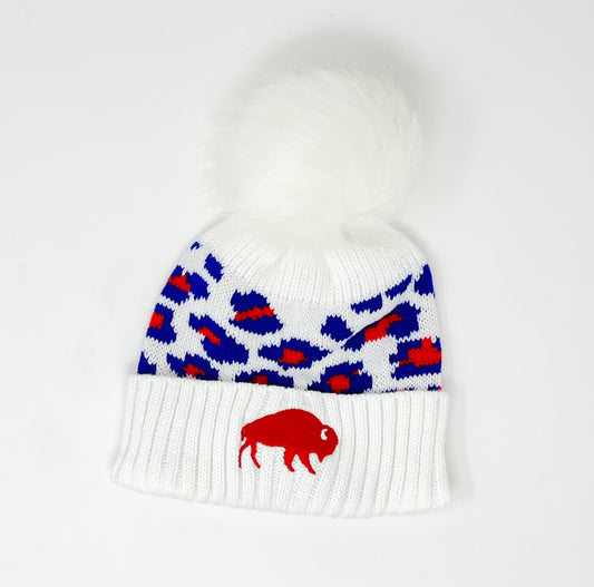 Buffalo Cheetah Pom Hat