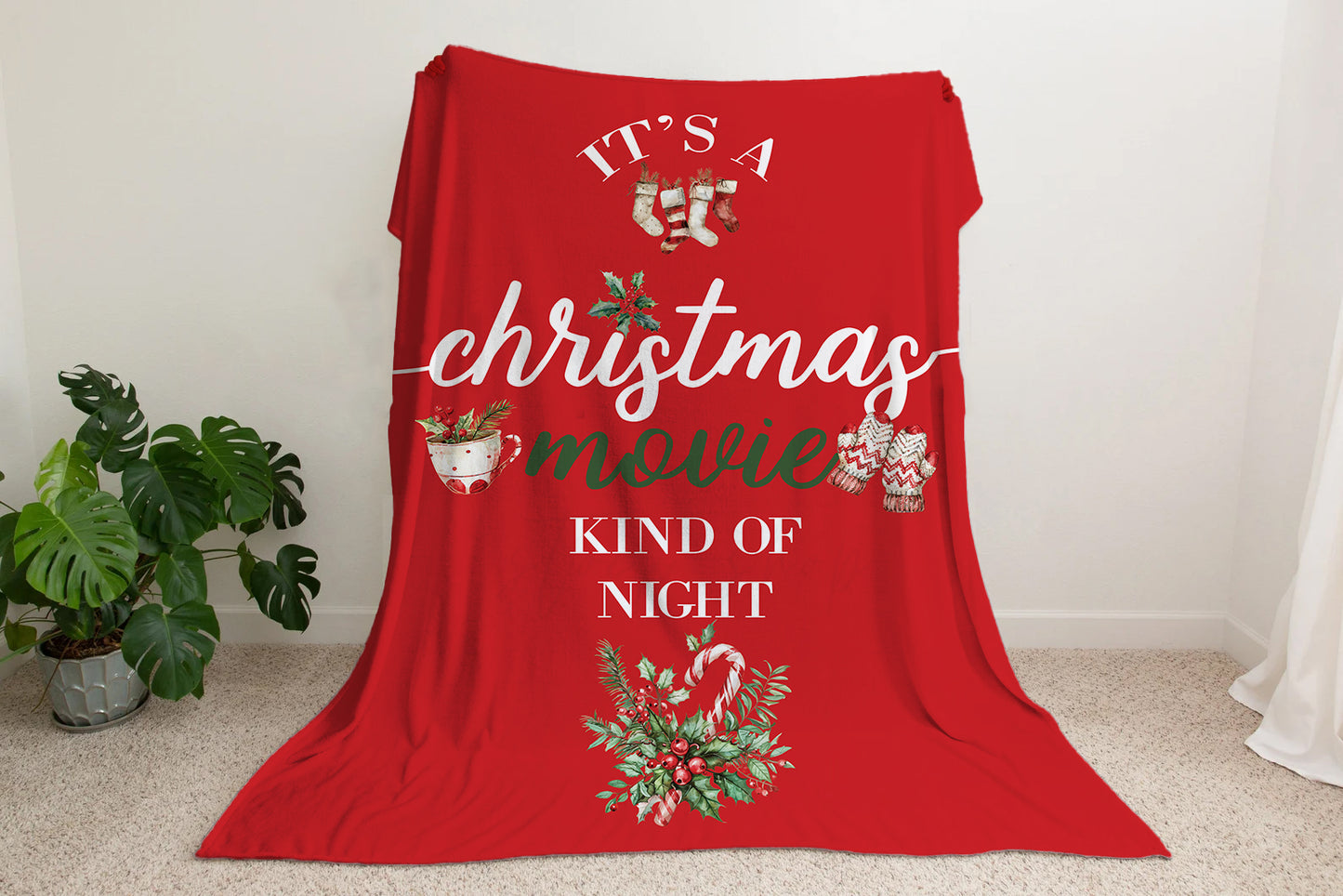 Christmas Movie watching oversized throw blanket