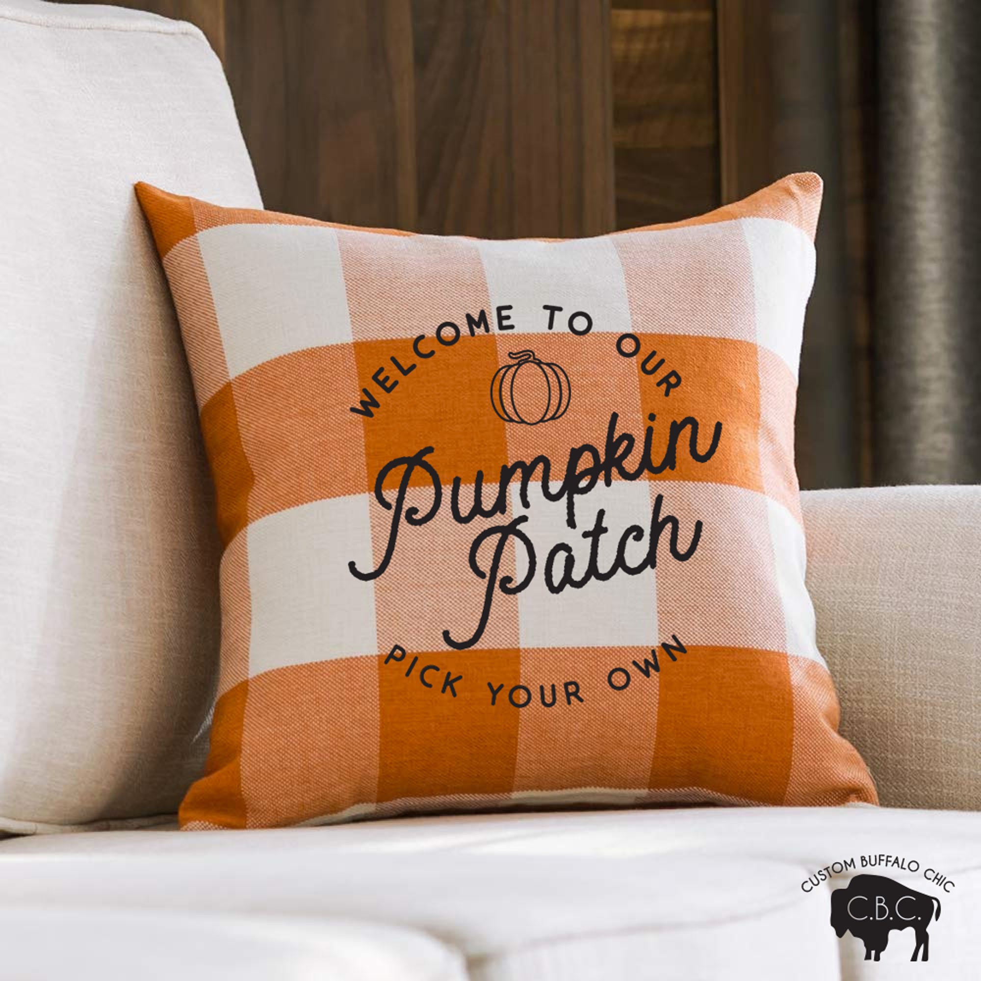 Pumpkin Patch Pillow Orange Plaid Buffalo Plaid Pillow