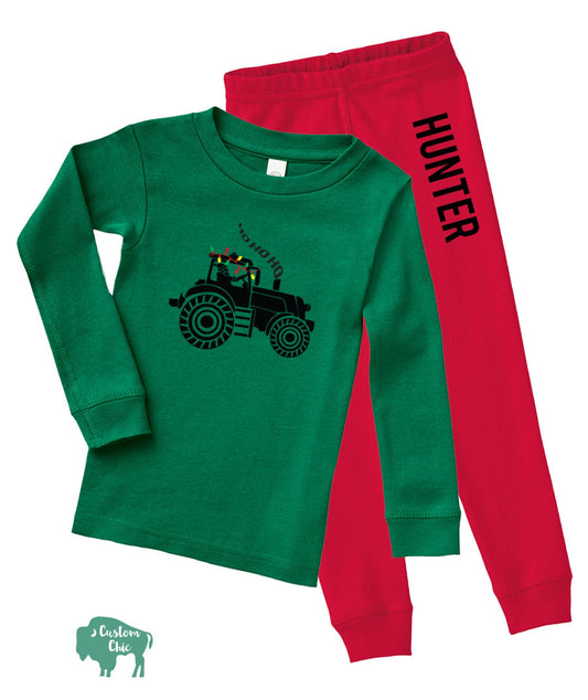 Christmas Tractor Personalized Pajamas | Christmas Pajamas